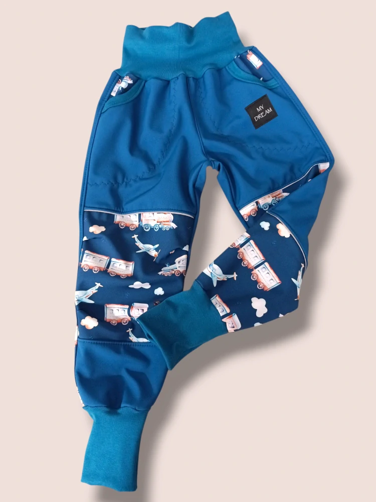 Kalhoty softshell s fleesemVLÁČKY + petrolej (více barev na výběr )