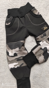  Kalhoty s fleesem Černé + maskáč 