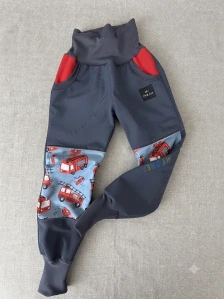 Kalhoty softshell s fleesem HASIČSKÉ AUTA - (více barev na výběr )