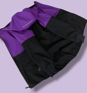 Bunda softshell s fleesem PREMIUM - fialová s černou