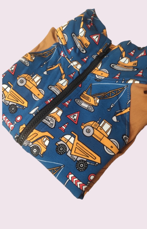  mikina na zip pracovní stroje + karamel(více možných barev)