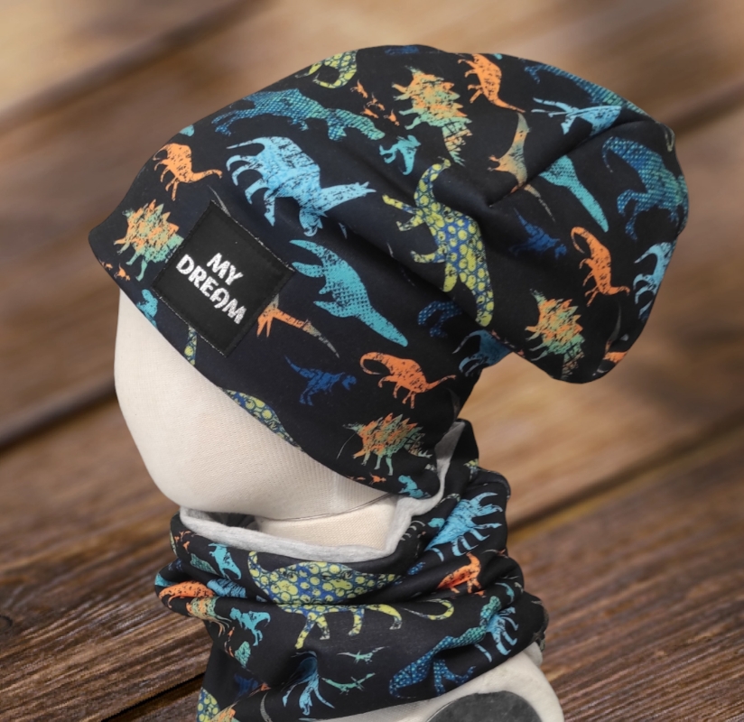 Čepice a nákrčník zateplený 44-48cm čepice delší 