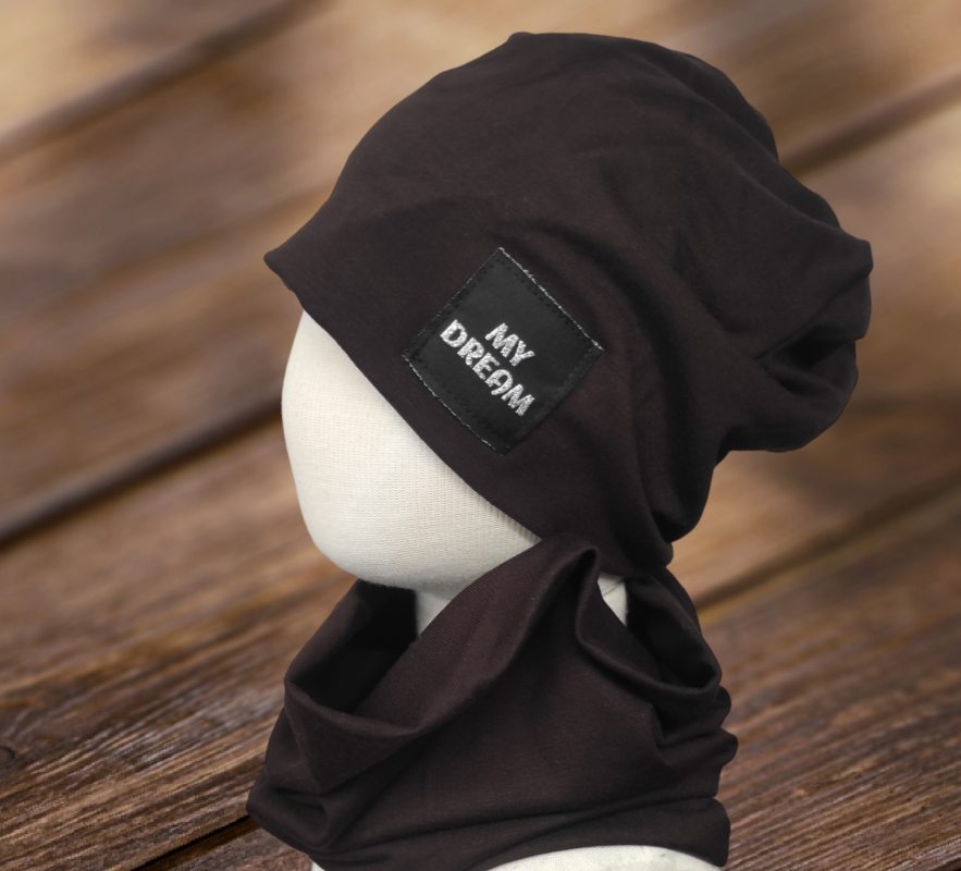 Čepice a nákrčník 50-54 hnědý 