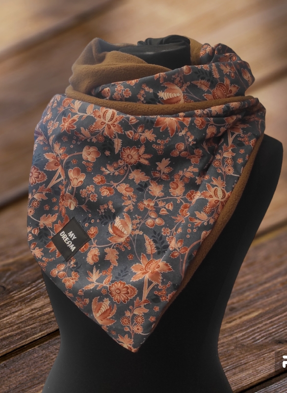 Hnědé květy / hnědý fleese