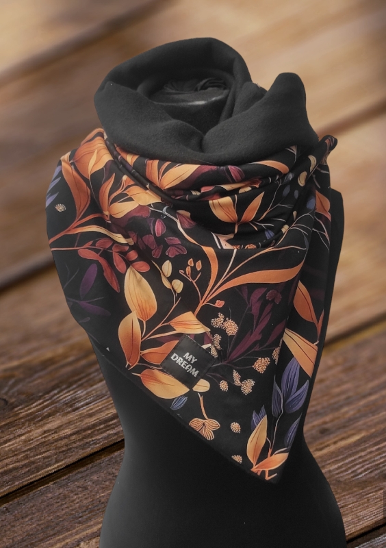 Zlatavé květy / černý fleese