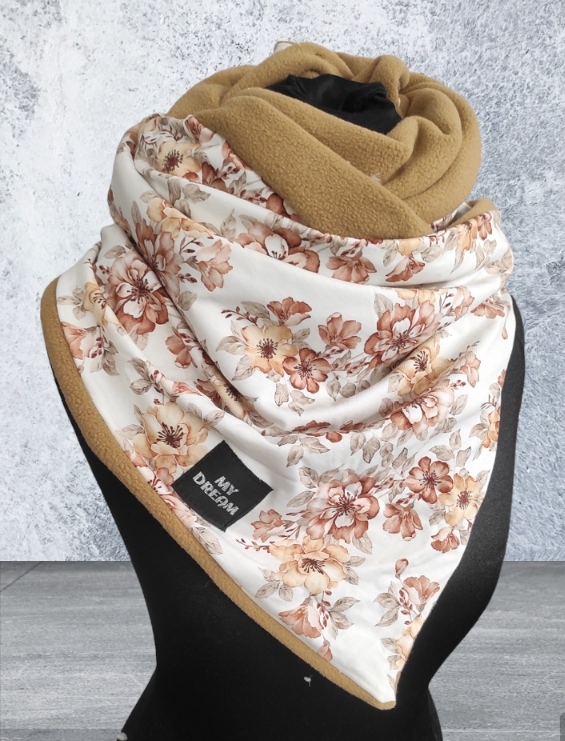 Krásné květinky / béžový flees