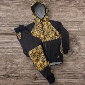 bunda a kalhoty  s fleesem černý + krajka vel.134