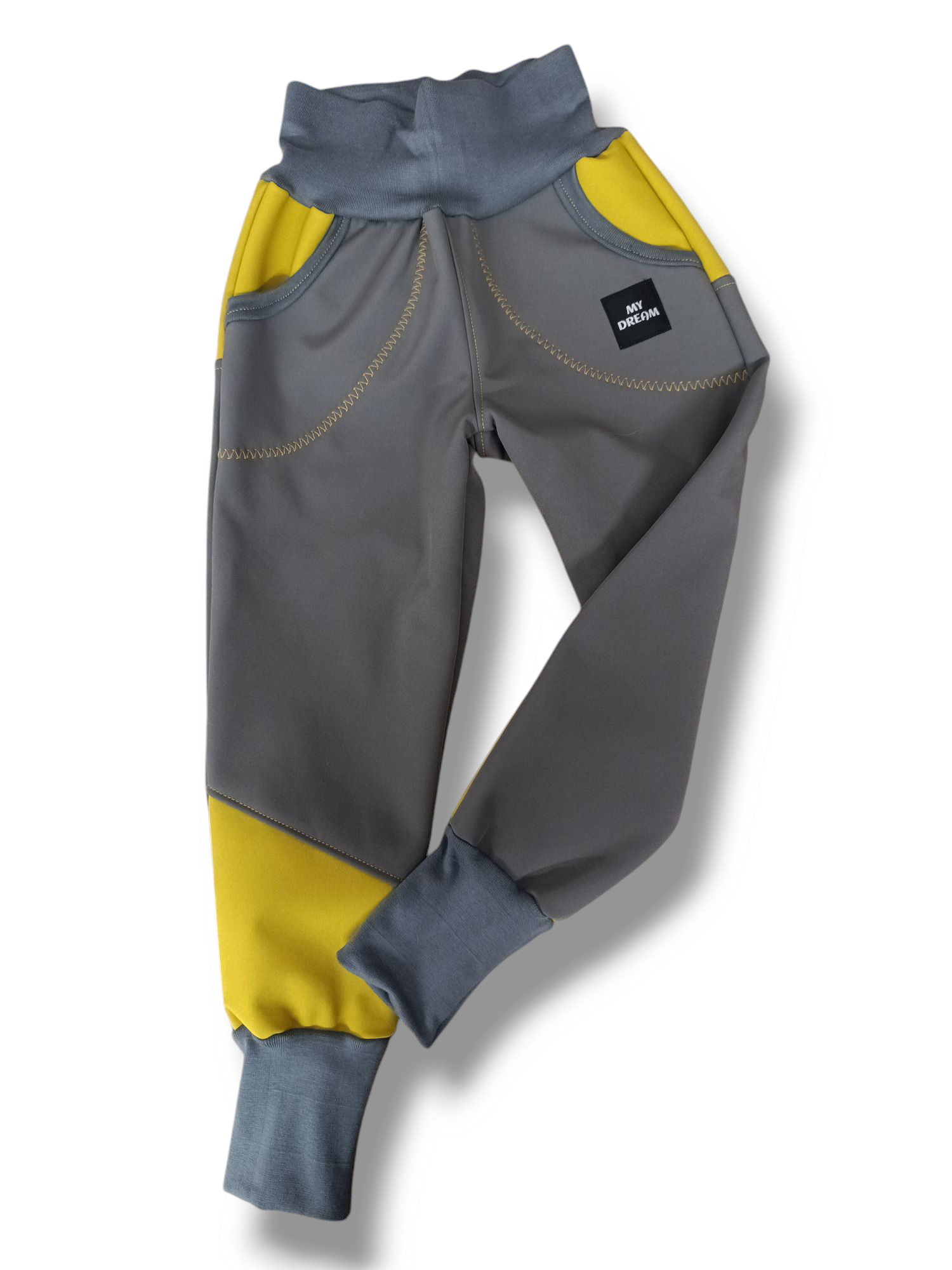 Kalhoty s fleesem tmavě šedé+ oliva vel.104