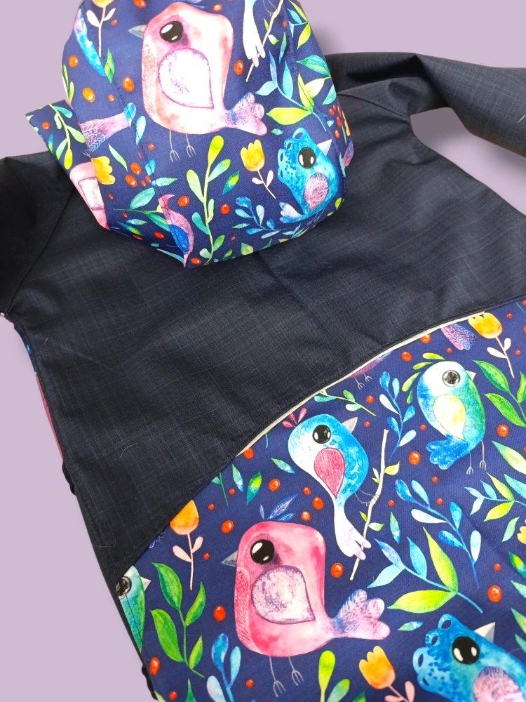 Bunda a kalhoty jarní softshell vel.122 ptáček 