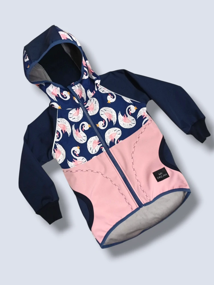 Set  vel.104 starorůžova/ labutě /tmavě modrá 