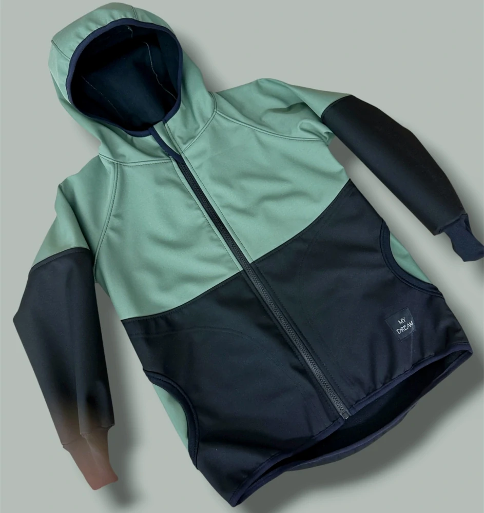 Bunda softshell s fleesem PREMIUM - khaki s černou