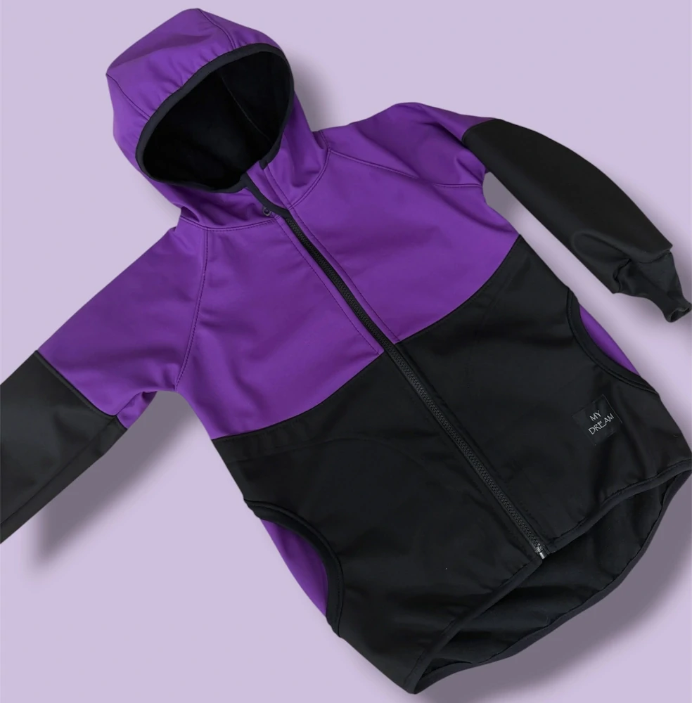 Bunda softshell s fleesem PREMIUM - fialová s černou