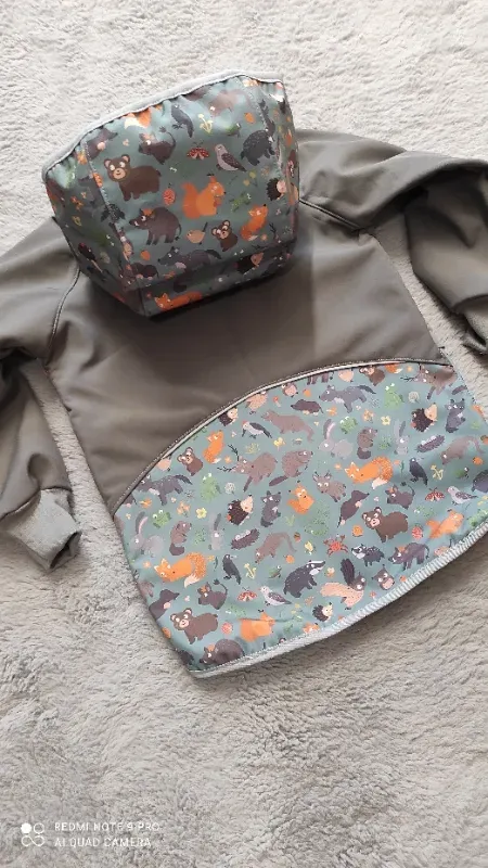 Bunda s fleesem lesní zvířátka s šedou (možné i jiné barvy )