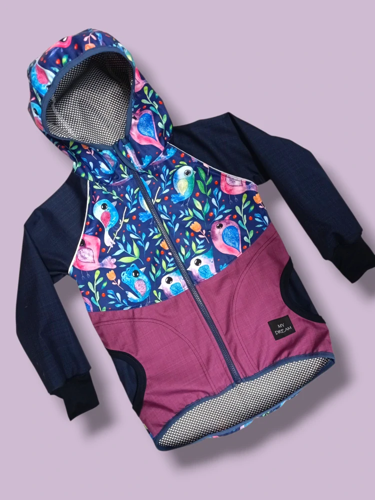 Bunda a kalhoty jarní softshell vel.122 ptáček 