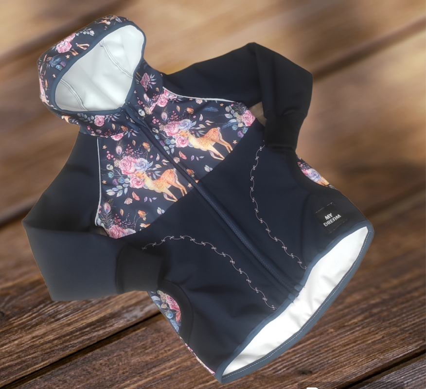 Bunda tmavší starorůžová + srnky (více možných barev)