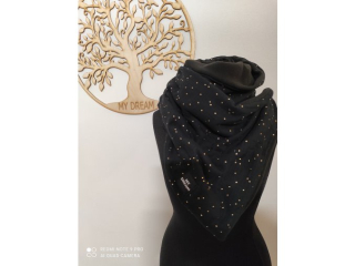 zlaté flíčky na černé/ černý flees