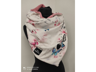 MODRÝ MOTÝL S KVĚTY / růžový flees