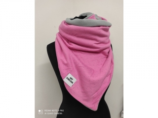 stříbrný puntíček na růžové / šedý flees